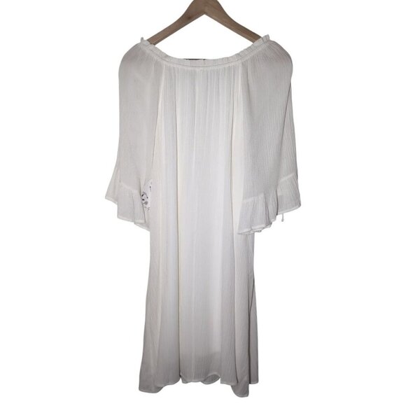 Naif Boho White Dress Womens Small Bell Sleeve Laces Flowy Hippie Oversized - Picture 2 of 8